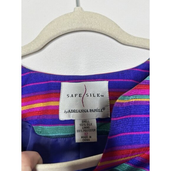 Adrianna Papell Womens 100% Silk Pink Striped Jacket Wedding Party Safe Silk 12 - Picture 3 of 7